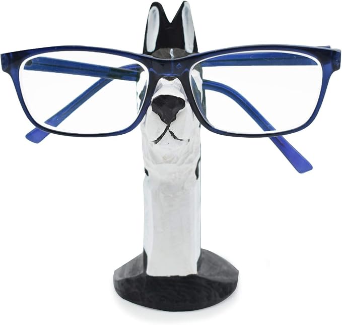 Handmade Wood Carving Eyeglasses Spectacle Holder Stand Sunglasses Display Rack Home Office Desk Décor Gift (Husky Dog)