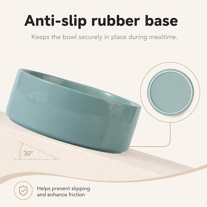 Havniva Ceramic Dog Bowls, Dog Food and Water Bowl Set, Dog Water Bowl | 8.3” Ceramic Dog Food Bowls with Non-Slip Rubber Base, Large Capacity, Dog Feeding Bowls for Large Dogs