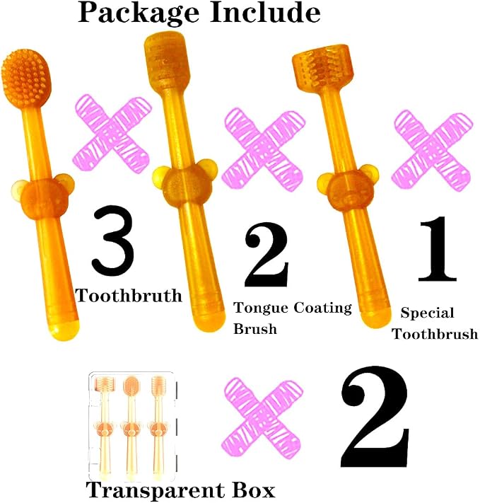 Small Dog & Cat Toothbrush Kit with Storage Box, 6 Pack 3.6in/ 92mm Pet Toothbrushes, 360° Silicone Mini Head Tongue Cleaning Brush, Soft Bristle for Deep Cleaning Dental Care, Tartar Plaque Removal
