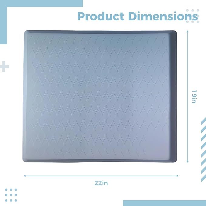 Under Sink Mat, Silicone Waterproof Cabinet Liner 22 x 19 x 1 in, Large Spill Protection Drip Tray with 1 in Raised Edge, Easy to Clean Gray Shelf Liner for Kitchen, Bathroom, Utility Room