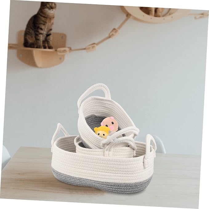 3pcs Rope Dog Toy Storage Basket Woven Pet Toy Organizer for Easy Access and Use Stylish Design for Home for Keeping Tidy