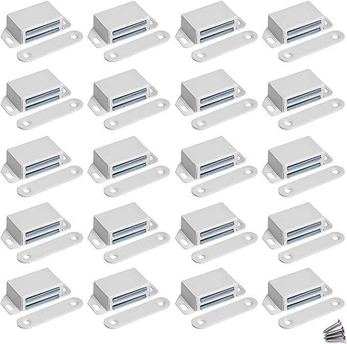 WOOCH Magnetic Door Catch - 30lb High Magnetic Stainless Steel Heavy Duty Catch for Kitchen Bathroom Cupboard Wardrobe Closet Closures Cabinet Door Drawer Latch (2.1 in White, 20-Pack)
