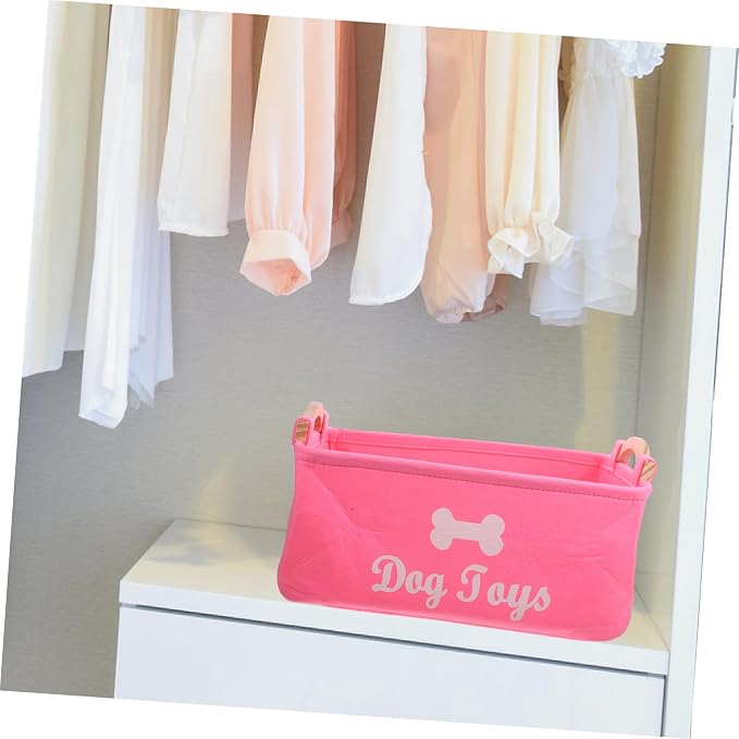 Felt Storage Organizer Basket with Handles for Clothing and Pet Plaything | Desktop Organizing, Countertop Use, Space Saving, Multi-Purpose Design, Fresh Elegant Style, Red Color