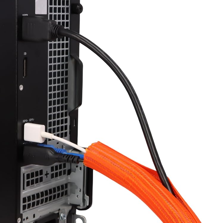 25ft PET Braided Cable Sleeve 1/3 inch(8mm) Wire Protector Cable wrap Wire Covers for Cords Cable Sleeves Cord Management Cable Management Sleeve(Orange)