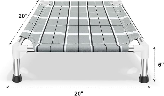 Elevated Dog Bed, Raised Cooling Lifted Dog Cot for Indoor & Outdoor | Cooling Breathable Outside Portable Dog Hammock Bed for Small Pet ,Non-Slip Feet, Stainless Steel Frame