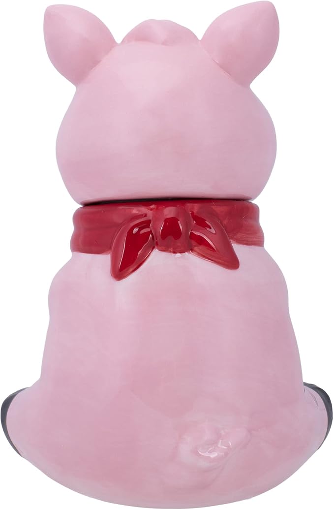 Dolomite Ceramic 10.4 x 7.6 Everyday Cookie & Candy Jar with Airtight Lid: Perfect for Kitchen Canisters, Pet Treat Containers & Decorative Farmhouse Storage, Pig Sign Oink