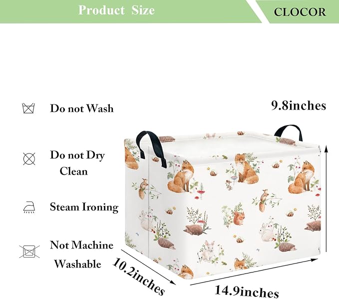 CLOCOR Rectangular Storage Basket,Collapsible Storage Bin,Waterproof Books Box(Fox)