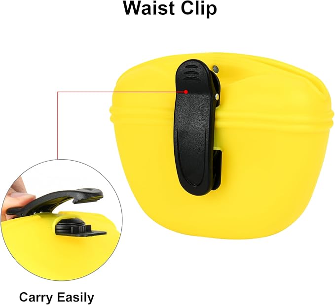 Cosmos 2 Pcs Pet Treat Bag Dog Training Pouch Silicone Portable Pet Training Container Dog Treat Holder with Buckle Closure and Waist Clip Dog Treat Pouches for Pet Training