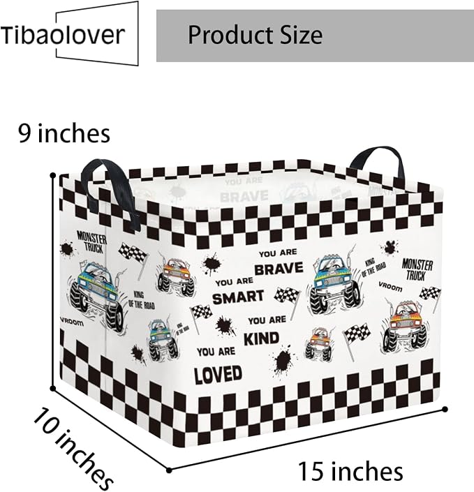 Rectangular Kids Storage Basket Baby Storage Basket with Handles for Home Kitchen Boys and Girls Cute Toy Storage Bin Organizer Shelf Book Room Decor(Flag Truck)