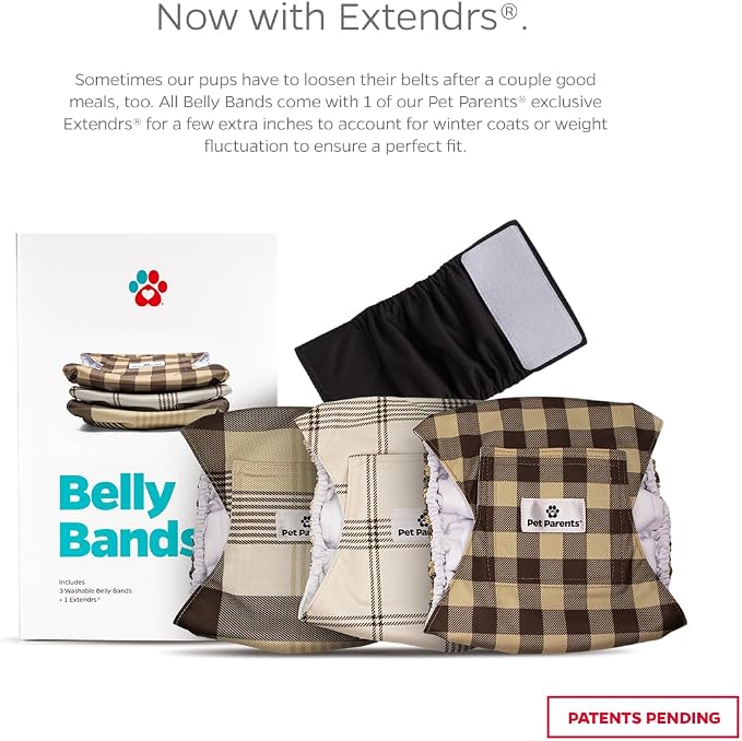 Pet Parents® Washable Belly Bands for Male Dogs (3pack) + Extendrs® of Durable Dog Diapers Male, Premium Male Dog Diapers & Dog Wraps (X-Large, Oxford)