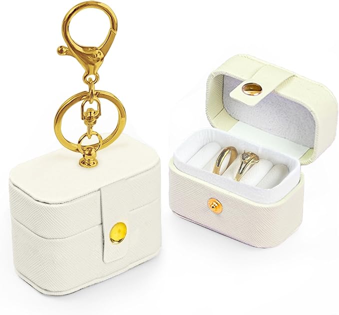 Ring Bearer Pillows for Dog Collar, PU Leather Wedding Ring Pillow Box for Pet, Mini Ring Holder Pouch Box, Earrings Storage Box for Proposal Engagement Wedding Ceremony Party Ivory