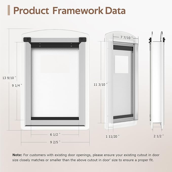 Cat Door for Exterior & Interior Doors with Steel Frame | Magnetic Double Flaps, Telescoping Tunnel, 2 Sliding Lock Panels, Weather-Resistant, Fits Cats Up to 15LBS, White