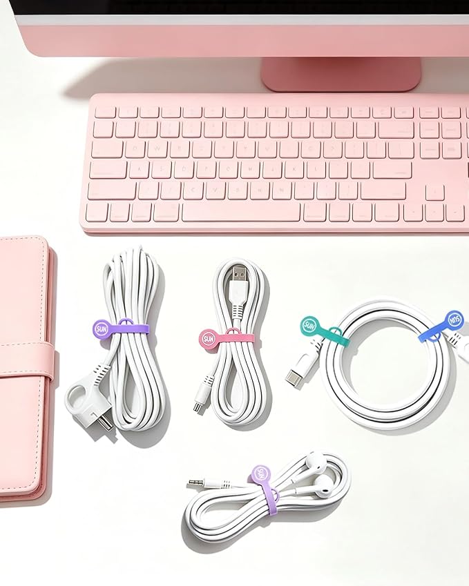 Magnetic Cord Organizer Cable Cord Organizer Magnet Clips Design Patented Silicone Twist Tie Strap Holder Cord Wrap Keepers Reusable Multi-Purpose Home Office School Gifts 10 Pack Mermaid