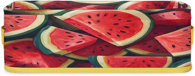 Watermelon Pattern Bathroom Storage Basket Waterproof Foldable Storage Bins with Handles Decorative Toilet Paper Storage Basket for Organizing for House Bathroom Toiletries