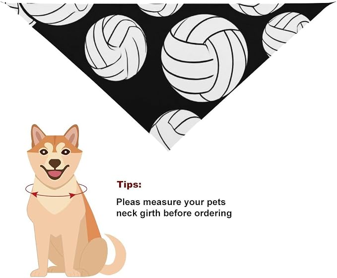 Lightweight and Soft Pet Scarf Black and White Volleyball Ball for Small to Large Dogs, Cats Beach, Outdoor Travel, Casual Daily Walking Use