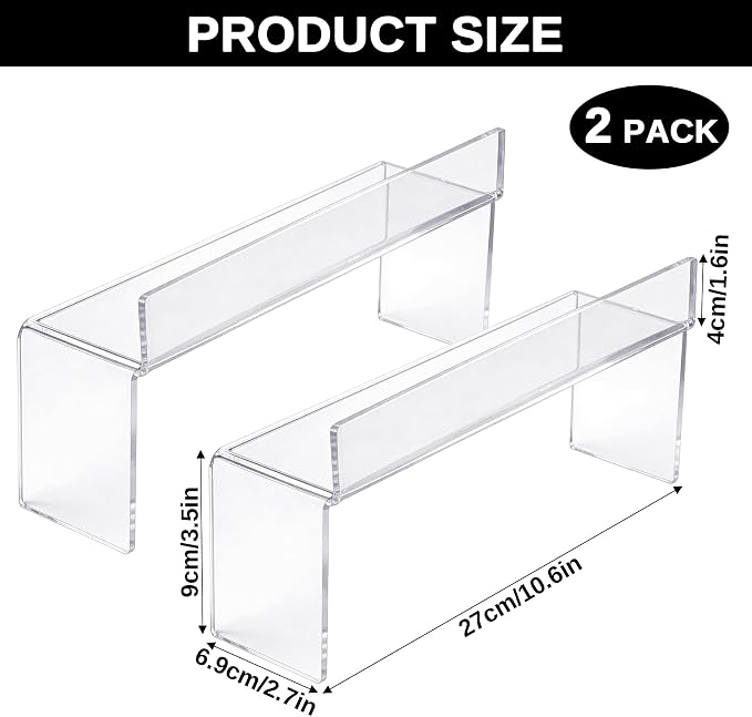 2 Pack Medicine Cabinet Organizer, Acrylic Medicine Storage Organizer, Narrow Medicine Cabinet Shelf for Bathroom Vanity Sink, Clear