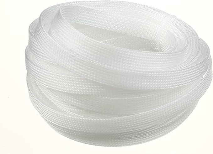 Othmro 32.8ft Length Expandable PET Flexible Braided Cable Sleeves 0.47in Width Wire Loom Sleeving and Organizers Flexible Wire Mesh Sleeves for TV Audio PC Computer Cords from Pet Chewing Transparent