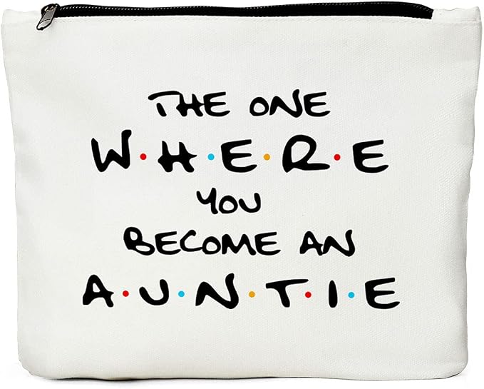 New Aunt Gifts Makeup Bag, Baby Shower Gifts Cosmetic Bag for Auntie | Thanksgiving Christmas Birthday Gift for Women Aunt Besties Sister Friends Baby Reveal，Travel Toiletry Bags Makeup Pouch