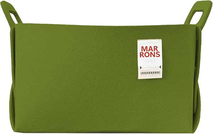 Collapsible Felt OLIVE Storage Bin Large 14.6"x9.4"x9.4" – Foldable Basket with Handles for Closet, Laundry Room Organization, Storage, Decorative Storage Bins for Shelves, Nursery