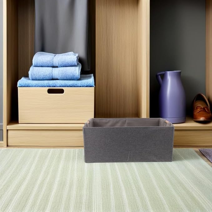 Foldable Fabric Storage Basket for Clothes, Rectangular Cloth Organizer with Wood Handles, Sturdy and Portable Clothing Storage Holder for Bedroom and Underbed Use,