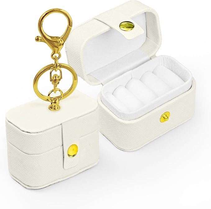 Ring Bearer Pillows for Dog Collar, PU Leather Wedding Ring Pillow Box for Pet, Mini Ring Holder Pouch Box, Earrings Storage Box for Proposal Engagement Wedding Ceremony Party Ivory