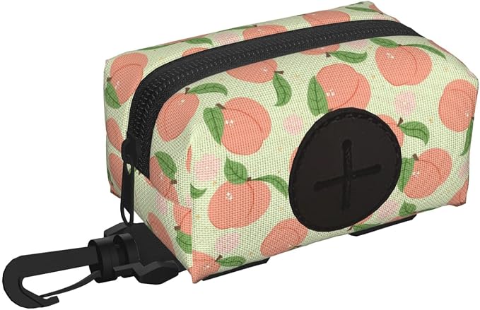 Pink Peach Plaid Pet Waste Bag Dispenser 0.2L | Portable Dog Poop Holder Waste Bag With Zipper Park Doggy Walking Accessory