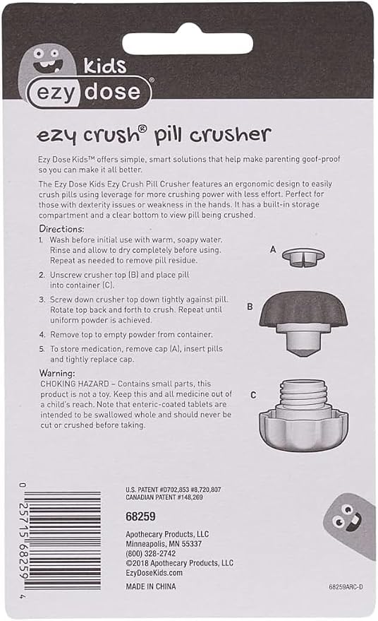 Ezy Dose Pill Crusher & Tablet Grinder, Storage Compartment, Large, Green | Pill, Vitamins, Tablets, Crusher for Pets, Elderly, Crushes Medications into Fine Powder, Easy-to-Use Design, BPA Free