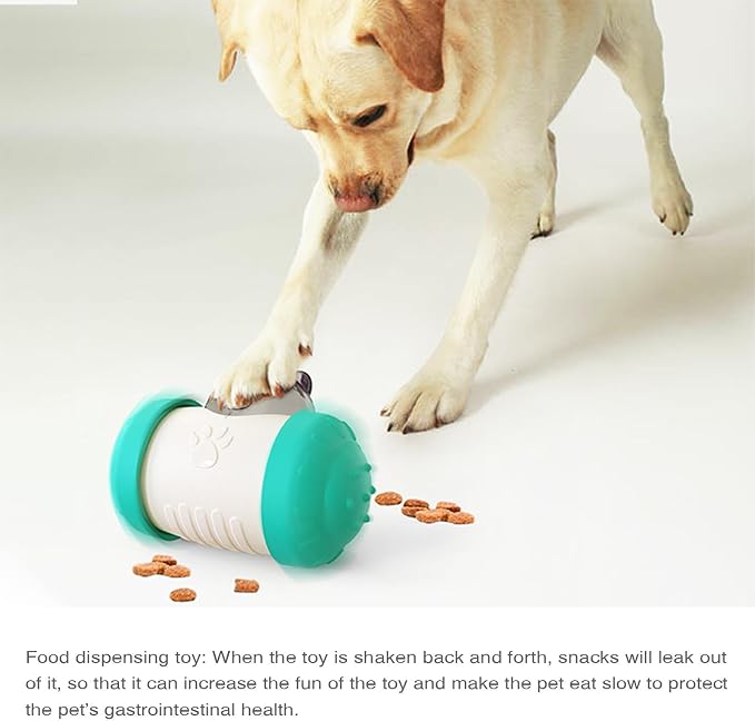 KAYNO Pet, cat and Dog Treat Dispenser Toys, pet Puzzle Food Funnel Toys, Food Grade Material, Non-Tipping, Clear Food Storage bin and Wheel Sliding Design. (Yellow)