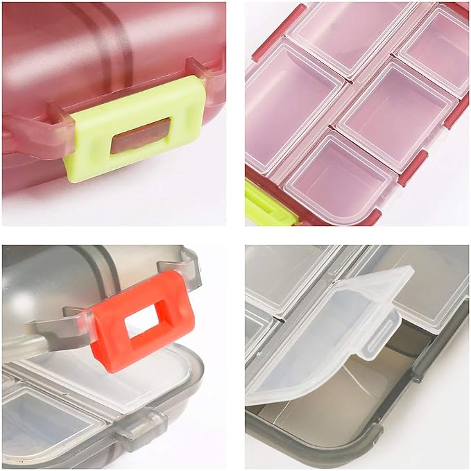 10 Compartment Pill Organizer Case, Travel Daily Medicine Pill Box | Small Size Weekly Viatamin Dispenser Reminder, Container for Medication, Supplement, Cod Liver Oil, Capsules, Calcium Tablet