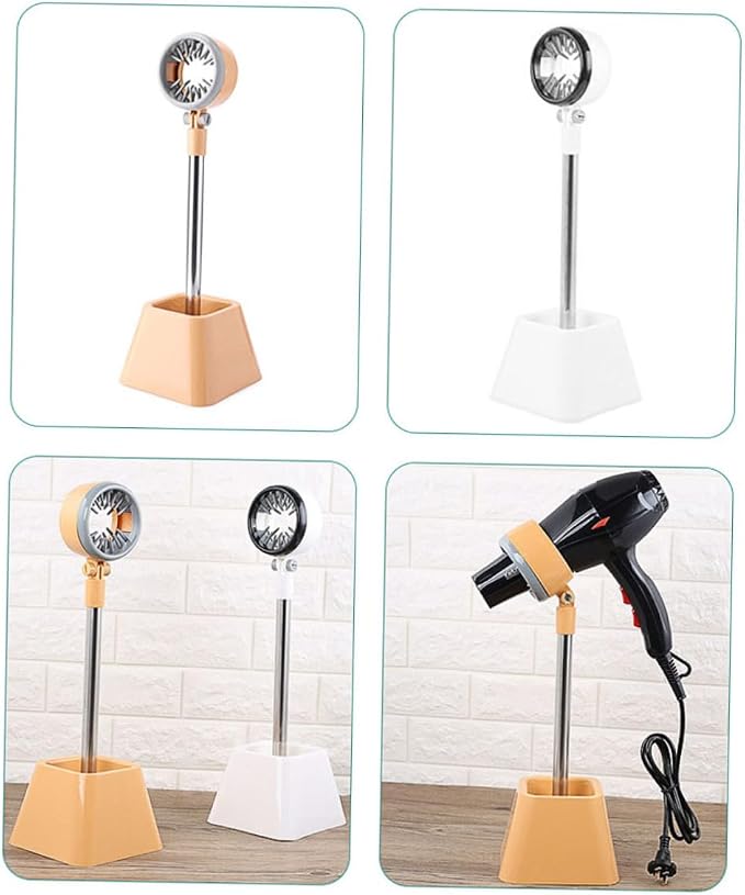 Mikikit Pet Hair Dryer Stand with Rotation and Material Hands Hair Dryer Holder for Easy Pet Drying White Color with Carton Packaging