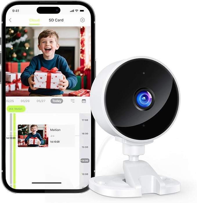 YOTON Indoor Security Camera for Baby Monitor, Home & Pets, 2.4GHz WiFi with Motion Detection, Night Vision, 2-Way Audio, Works with Alexa & Google Home, Local Storage or Optional Cloud, WS01