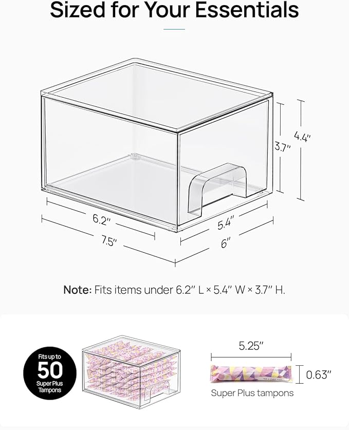 Vtopmart 10 Pack Small Clear Stackable Storage Drawers | Plastic Bathroom Makeup Organizer, For Vanity, Undersink, Kitchen Cabinets, Pantry, Home Organization