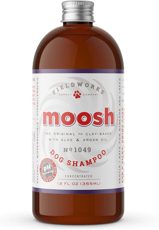MOOSH All-Natural Dog Shampoo – Gentle for Sensitive Skin. No Sulfates, Preservatives, or Harsh Chemicals. with Bentonite Clay, Argan Oil & Aloe. Hypoallergenic, Biodegradable, 12oz.