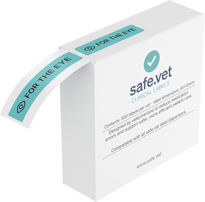 Dispensed Medication Veterinary Pharmacy Labels | Roll of 500 | Clinical-Grade Color-Coded Stickers for Medication Bottles (for The Eyes)
