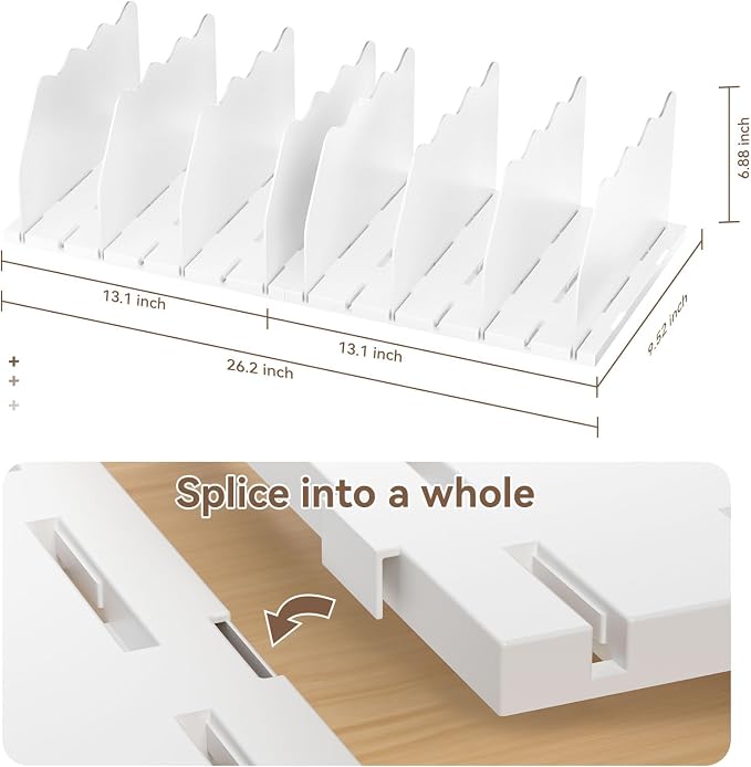 SOYO Adjustable Shelf Dividers for Closet, Purse Organizers for Bag, White | Acrylic Handbag Storage Pocketbook Organizer, Bookshelf Separators for Bedroom Armoire Wardrobe Office Cabinet