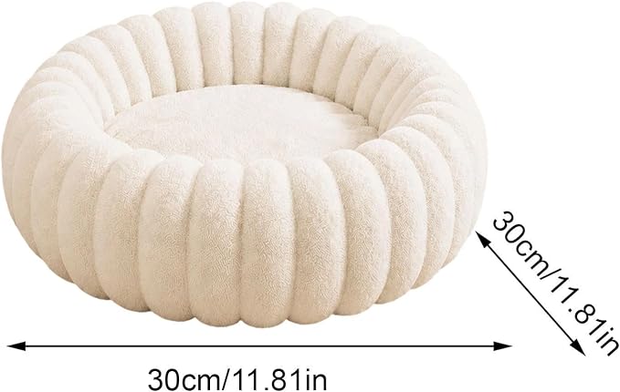 Round Dog Bed Raised Edge Soft Warm Plush Sleeping Mattress | Dog Donut Bed for Puppy Senior Kitten Indoor Outdoor Floor Bedside Kennel Couch Travel Car Home