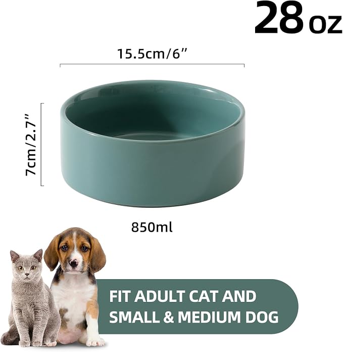 Havniva Cat Bowls Set of Two, 6.1” Ceramic Cat Food Bowls, Cat Water Bowl | Cat Food and Water Bowl Set, Non-Slip Base, Food-Grade Ceramic, Wide Opening, Dishwasher Safe, Pet Bowls Whisker Friendly