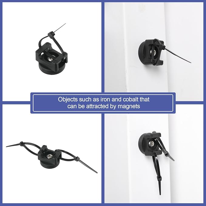 Yookeer 10 Pcs Magnetic Zip Tie Mount Cable Clips Black,22 Mm | Multipurpose Cable Clips Wire holder for Electrical Wiring, Magnet Base for Metal Surfaces, Without Drilling, Reusable