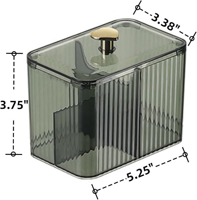 Cotton Swab Holder Cotton Pad Holder with 3 Compartments Green Bathroom Vanity Storage Organizer