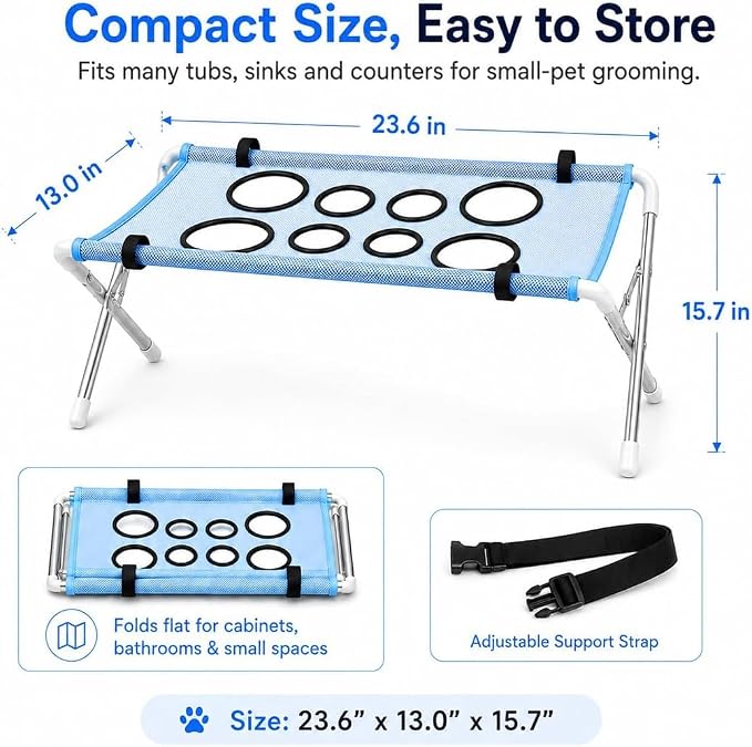 2-in-1 Foldable Pet Grooming Bed for Cat Small Dog with Nail Clippers (Black)