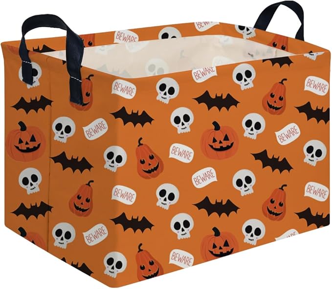 Halloween Ghost thriller basket,Empty Halloween basket,Horror and thriller decor,Trick or Treat Box for Boys and Girls,Horror decor(Bat pumpkin)