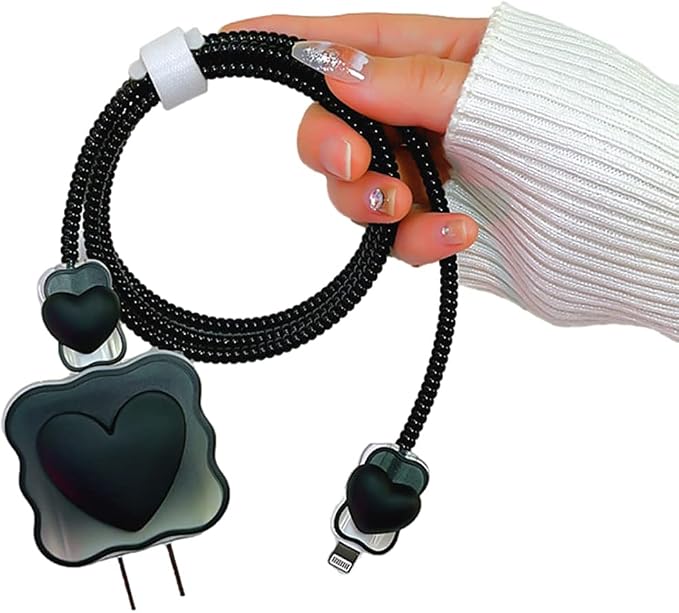 ZOSTLAND 5 in 1 DIY 18W 20W Heart Shape Protector Data Cable USB Charger Line Earphone Wire Saver Organizer Compatible with iPhone 11 12 13 14 15 Pro Max