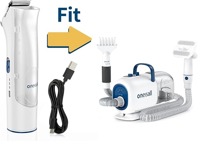 oneisall Replacement Main Clipper + USB Charger for BM1 Dog Grooming Vacuum Blow Dryer and Clippers