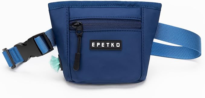 Dog Treat Pouch, Powerful Magnet Closure Device Dog Training Treat Bag Large Capacity Pet Treat Pouch with Poop Bag Dispenser Treat Bag for Dog Training with Metal Waistband Clip (Deep Blue)