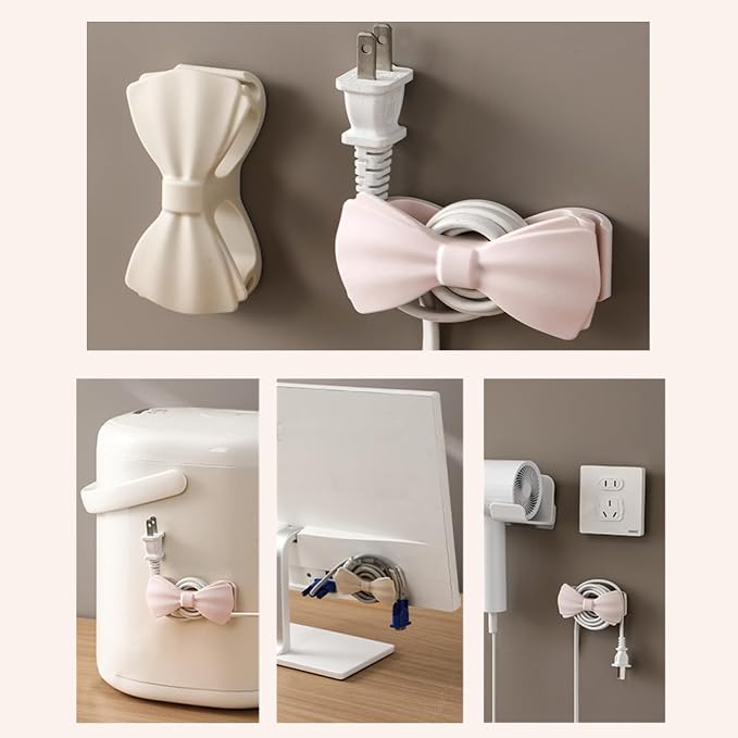 Cord Organizer Cable Management for Appliances Kitchen Home Cute Cord Holder Adhesive Wire Organizer Keeper Space Saving (White, 3.54 inch)