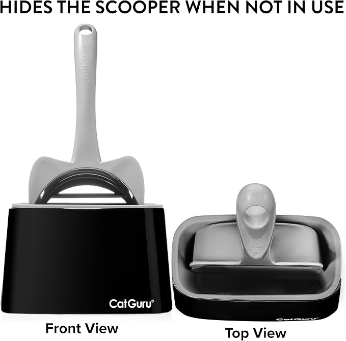 CatGuru Premium Cat Litter Scoop Holder – Heavy-Duty Scooper Storage Caddy, Scoop Stand for Kitty Litter Box, Fits Most Cat Litter Scoops (Black)