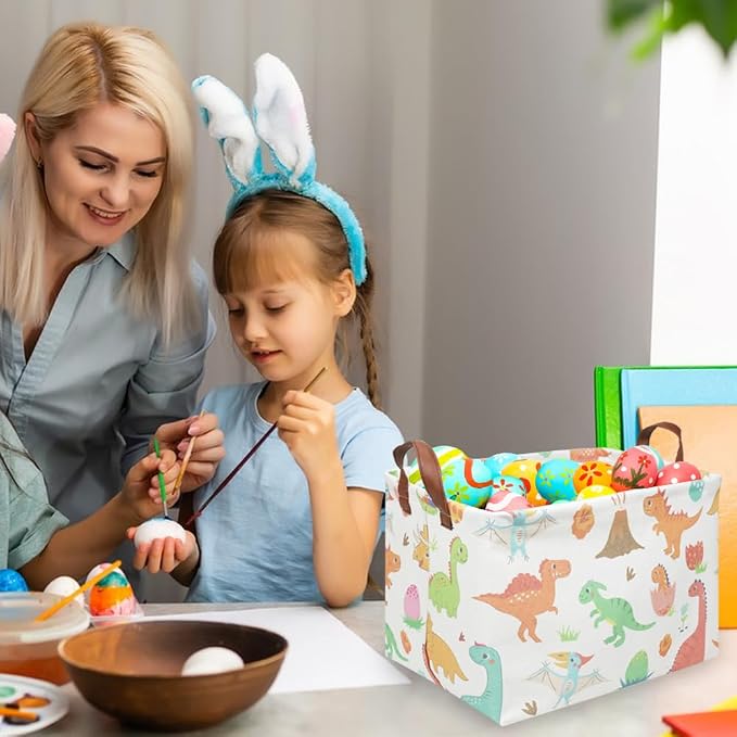 Rectangular Easter Dinosaur Basket,Waterproof kids toy storage box bedroom,Dinosaur Storage Box,kids laundry Basket,Easter Room Decor,Nursery Hamper,Gift Baskets(Dinosaur)