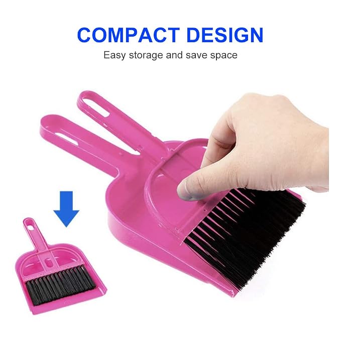 WishLotus Mini Dustpan and Brush Set, Portable Exquisite Pet Waste Cleaning Kit, Hamster Sand Scooper Cage Cleaning Tool for Small Pets Guinea Pigs Hedgehogs Hamsters Chinchillas Rabbits (Pink)