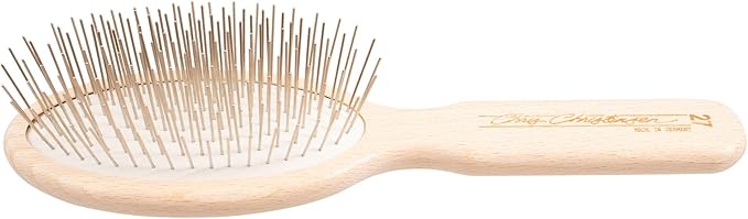 Chris Christensen Dog Brush, 27 mm Oval Pin Brush, Original Series, Groom Like a Professional, Stainless Steel Pins, Lightweight Beech Wood Body, Ground and Polished Tips