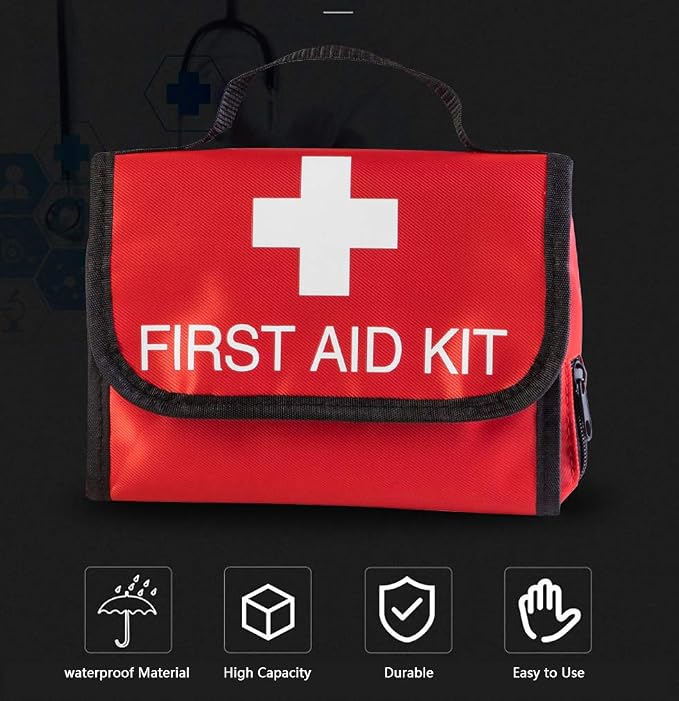 Nylon First Aid Empty Kit,Compact and Lightweight First Aid Bag for Emergency at Home, Office, Car, Outdoors, Boat, Camping, Hiking(Bag Only) (2 Pack Red Foldable)